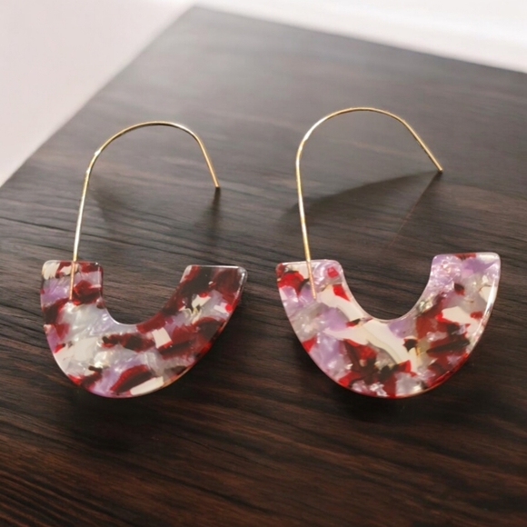 Colorful Acrylic Drop Dangle Earrings - Picture 1 of 2